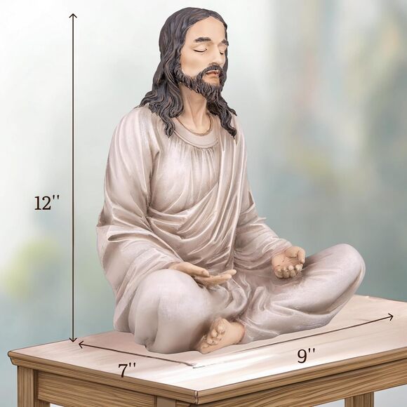 Jesus Statue 12 Inch Natural Meditation Figurine Christian Spiritual Decor Gift - Picture 3 of 8